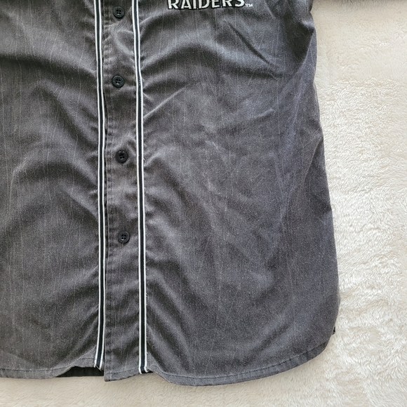 Vintage STARTER LA Oakland Las Vegas Raiders NFL 🏈 Acid Wash Baseball Jersey - Picture 3 of 10